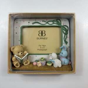 Vintage Burnes of Boston 3D Children's Photo Frame with Teddy Bear Rabbit Lamb a